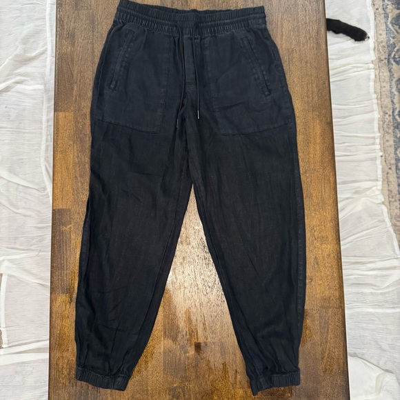 Athleta Pants - Athleta Black Linen Jogger Pants Elastic Waist Drawstring Size XS